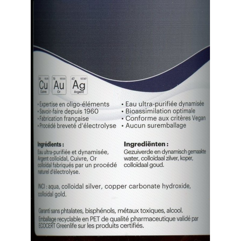 Catalyons Cuivre or argent colloïdal - flacon 500 ml